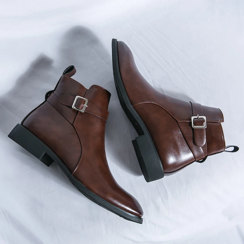 Men Formal Wear With Boots - Modedesigner Herren Spitze Lederstiefel Britische Business-Kleiderschuhe