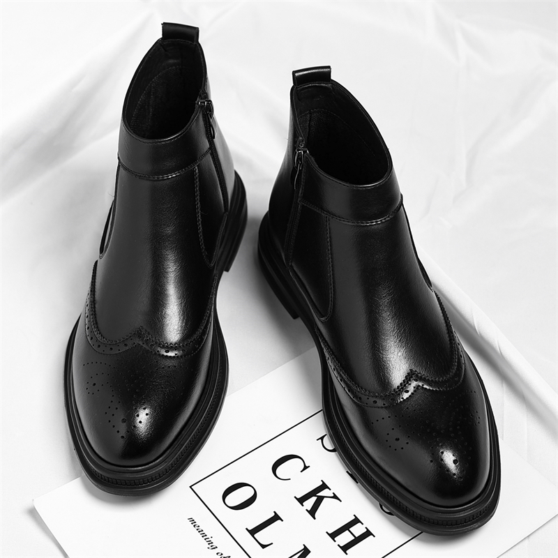 Men Formal Wear With Boots - Herbst-Winter-Herren-Business-High-Top-Stiefel mit dicken Sohlen sind einfach,