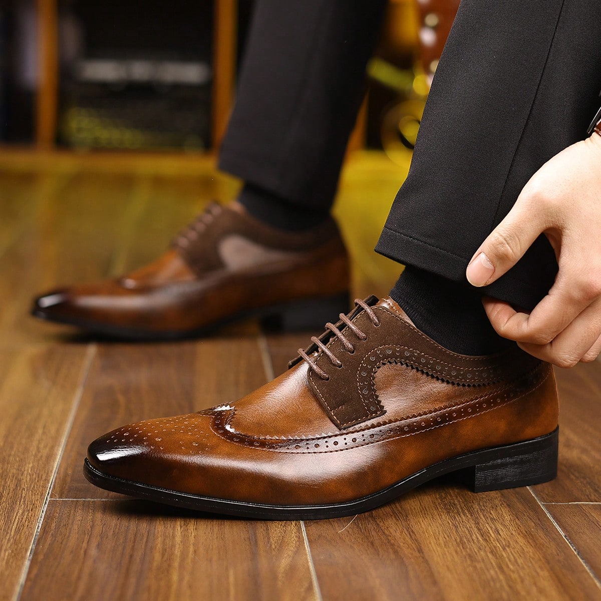 Formal Men Daily Wear Footwear - Wingtip Brogue Schnürschuhe für Herren, formelle