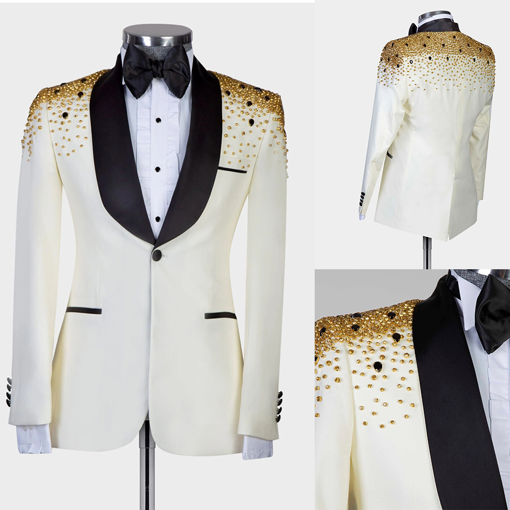 Men Formal Wear Modern - Mann Luxus Kristalle Perlen Anzüge Männer