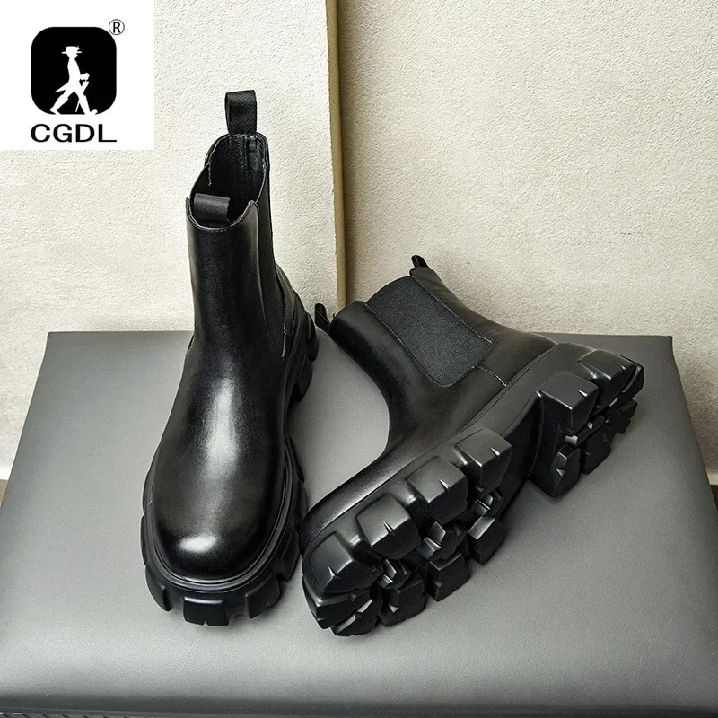 Men Formal Wear With Boots - Echtes Leder Dicken sohlen Männer Stiefel