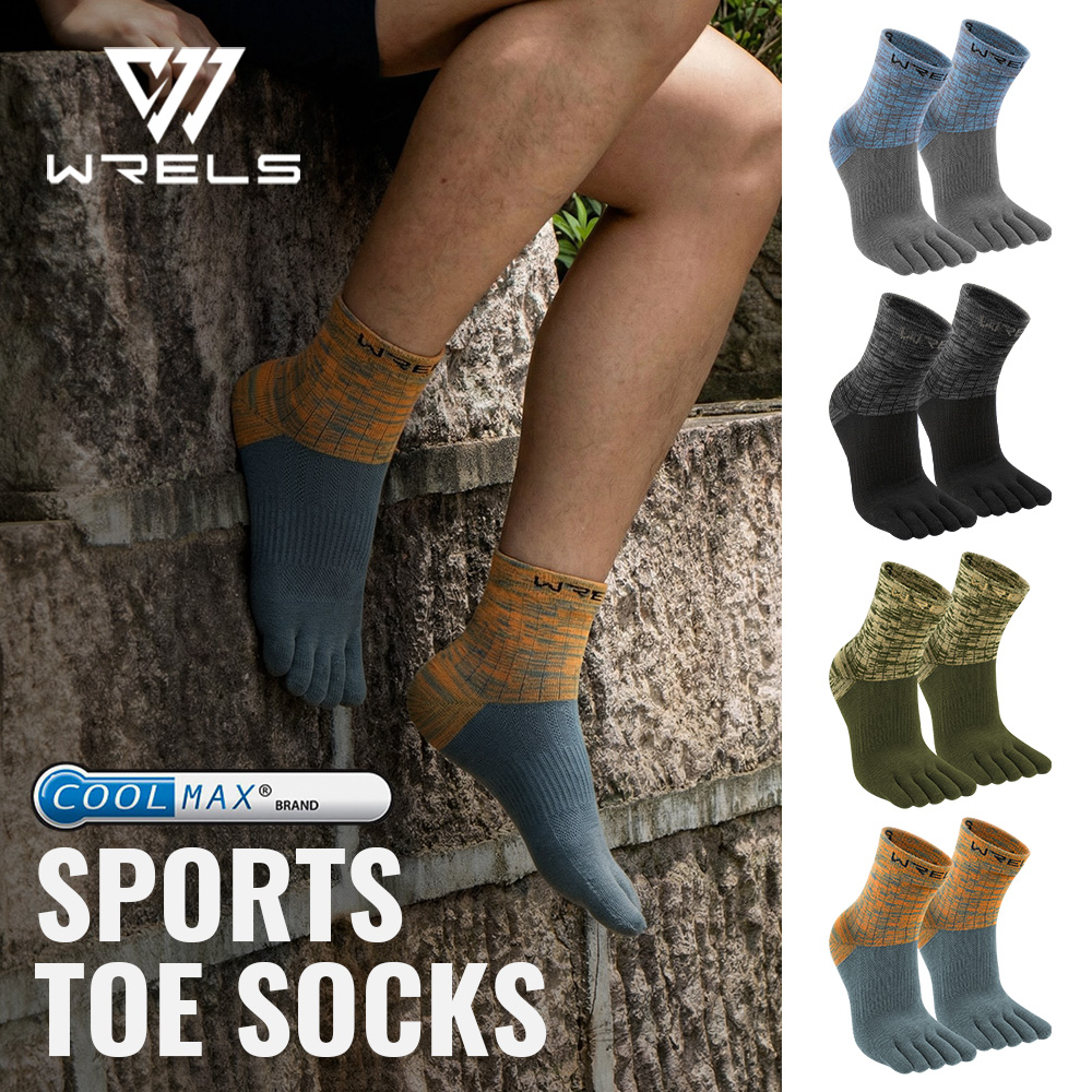 Sock Garter Men - WRELS 1/2/3 Paar COOLMAX Fünf-Finger-Socken für